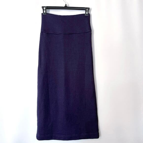 Free People Beach Skirt Size Small Sweater Maxi Pull On Fitted Stretch Navy Blue - Picture 2 of 8